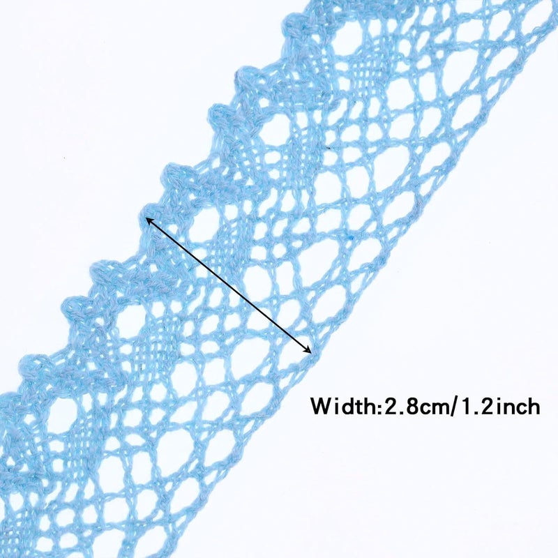 DYSHIPEN 20 Yards x 1 Inch Lace Ribbon Vintage Lace Trim Crochet Cotton Lace Edge for Christmas Package DIY Sewing Wedding Bridal Dress,Costume,Crafts and Sewing (Blue) - Image 2